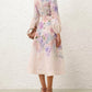 Multi Hydrangea Buttoned Midi Dress
