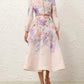 Multi Hydrangea Buttoned Midi Dress