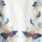 Blue Lotus Placed Print Long Sleeve Linen Blend Dress