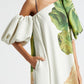 Floral Asymmetric Neck Maxi Dress