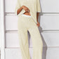 Striped Knit Tops Wide Leg Pants Sets
