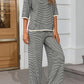 Striped Knit Tops Wide Leg Pants Sets