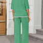 Striped Knit Tops Wide Leg Pants Sets