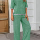 Striped Knit Tops Wide Leg Pants Sets