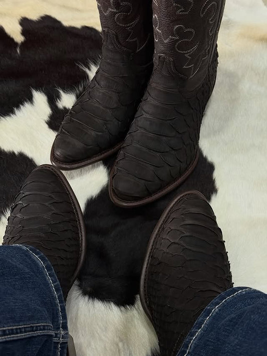 Men's Classic Oval Toe Python Boots