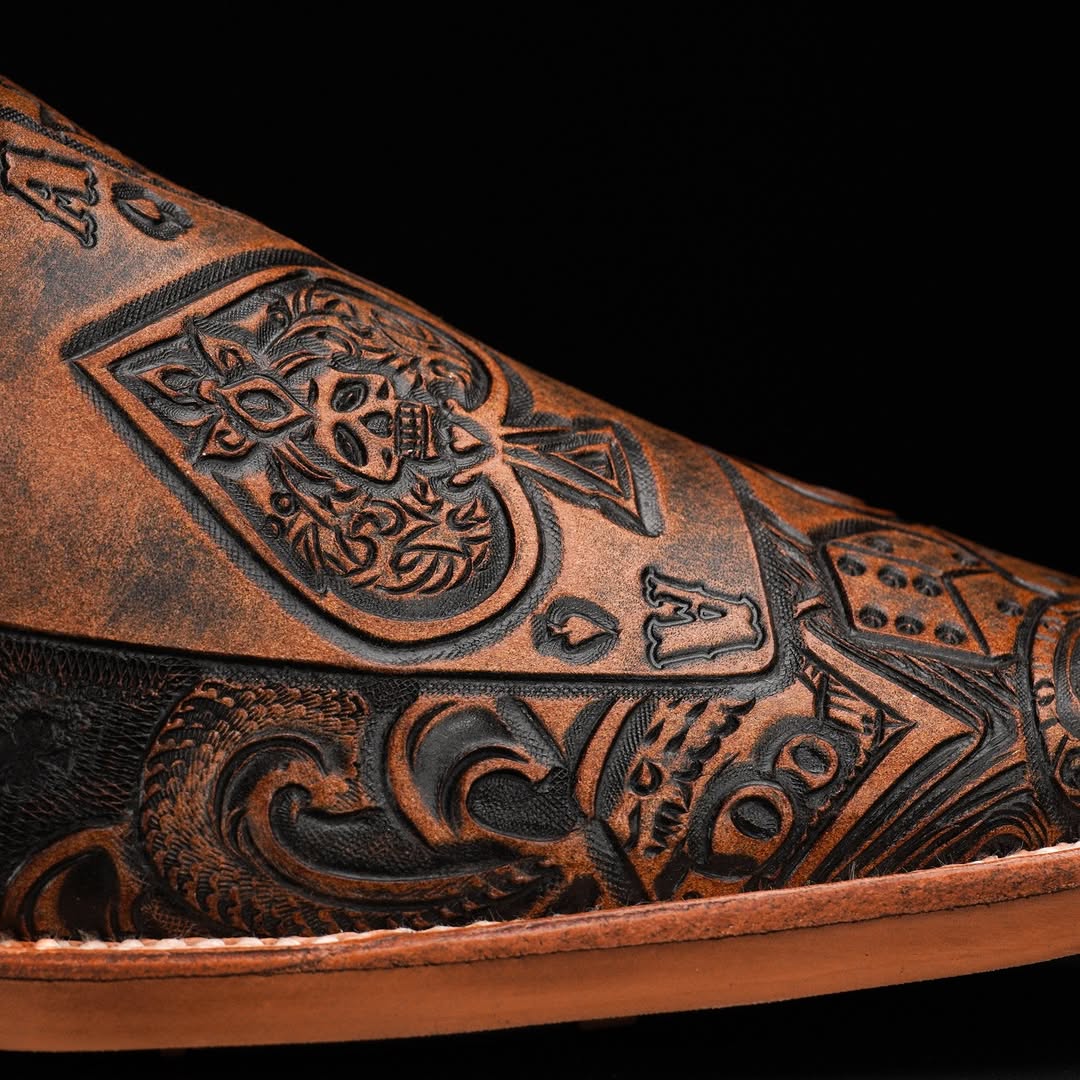 Men's Poker Square Toe Cowboy Boots