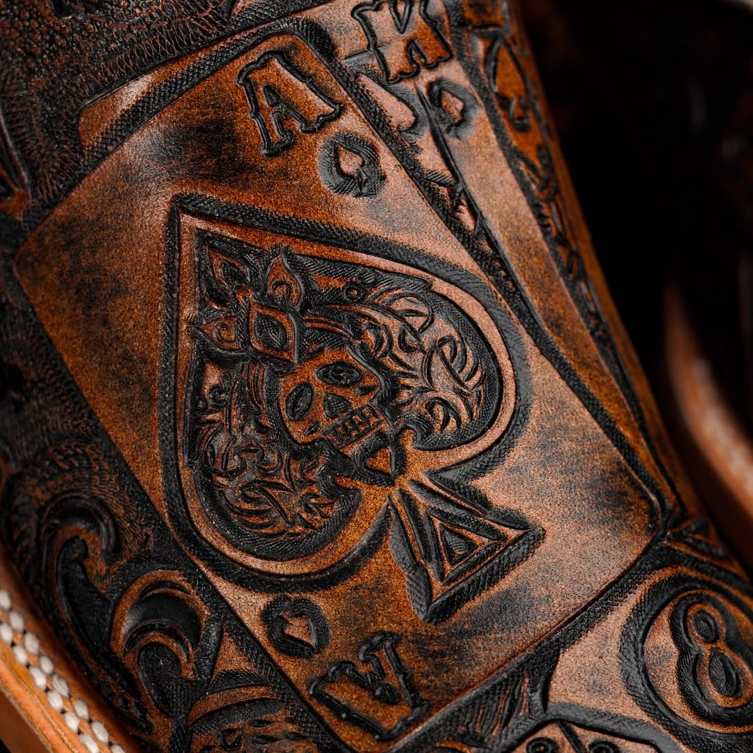 Men's Poker Square Toe Cowboy Boots