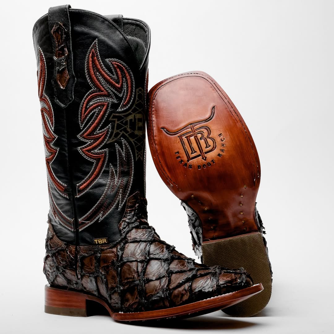 Chocolate Brown Jumbo Pirarucu Boots