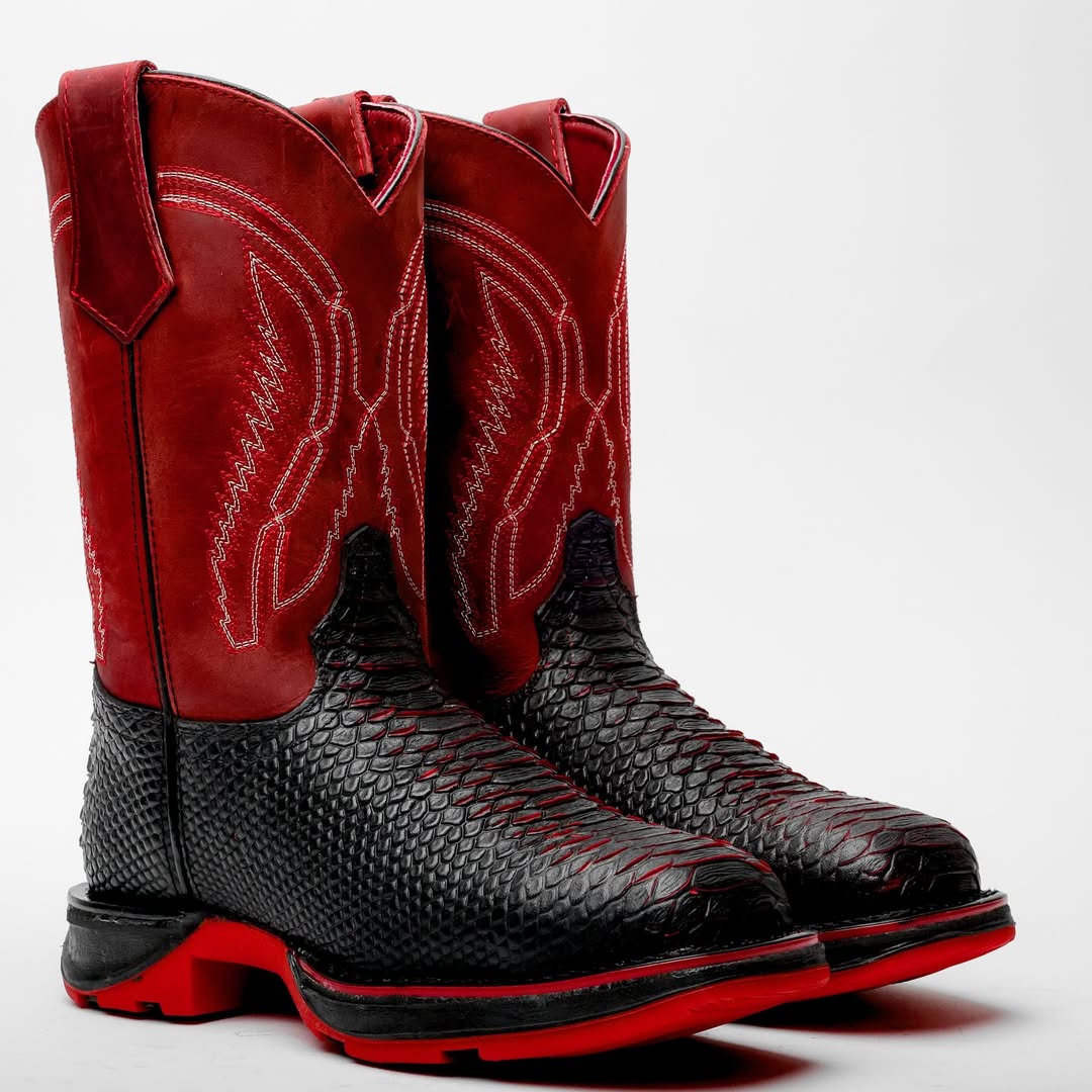 New Black/Red Python Boots