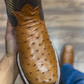 Men's Square Toe Ostrich Leather Cowboy Boots