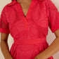 Spread Collar V-neck Embroidered Mini Dress