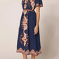 Printed Short Sleeve Midi Dress
