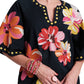Charming Floral Print Split Scoop Neck Dress