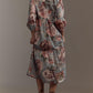Printed Long Sleeve Shirt Dress