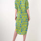 Stand Collar Printed Slit Hem Dress