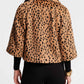 Lapel Collar Spotted Print Faux Fur Cropped Jacket