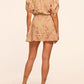 Embroidered Short Sleeve Belted Mini Dress