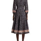 Floral Print Mandarin Collar Midi Dress