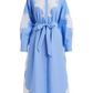 Blue Stripe Embroidered Shirt Dress
