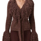 Fringe Tie Waist Deep V Neck Cardigan