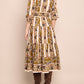 Placed Print Long Sleeve Belted Dress