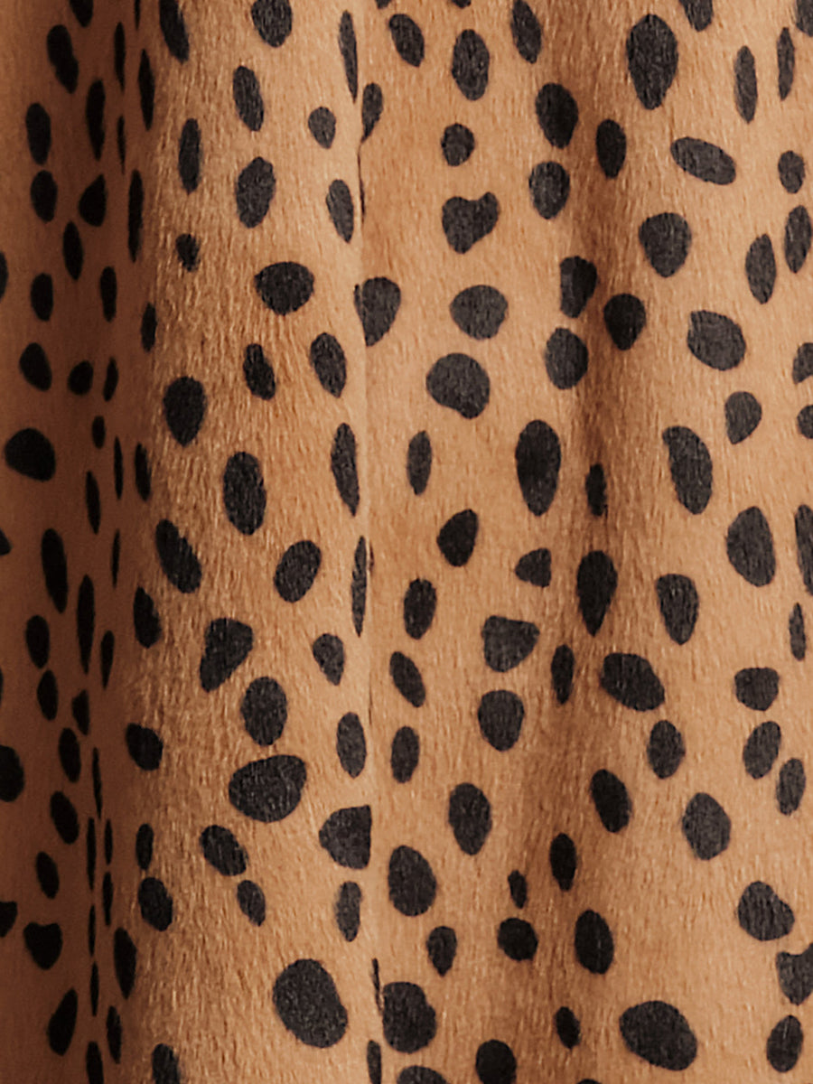 Lapel Collar Spotted Print Faux Fur Cropped Jacket