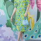 Stand Collar Printed Slit Hem Dress