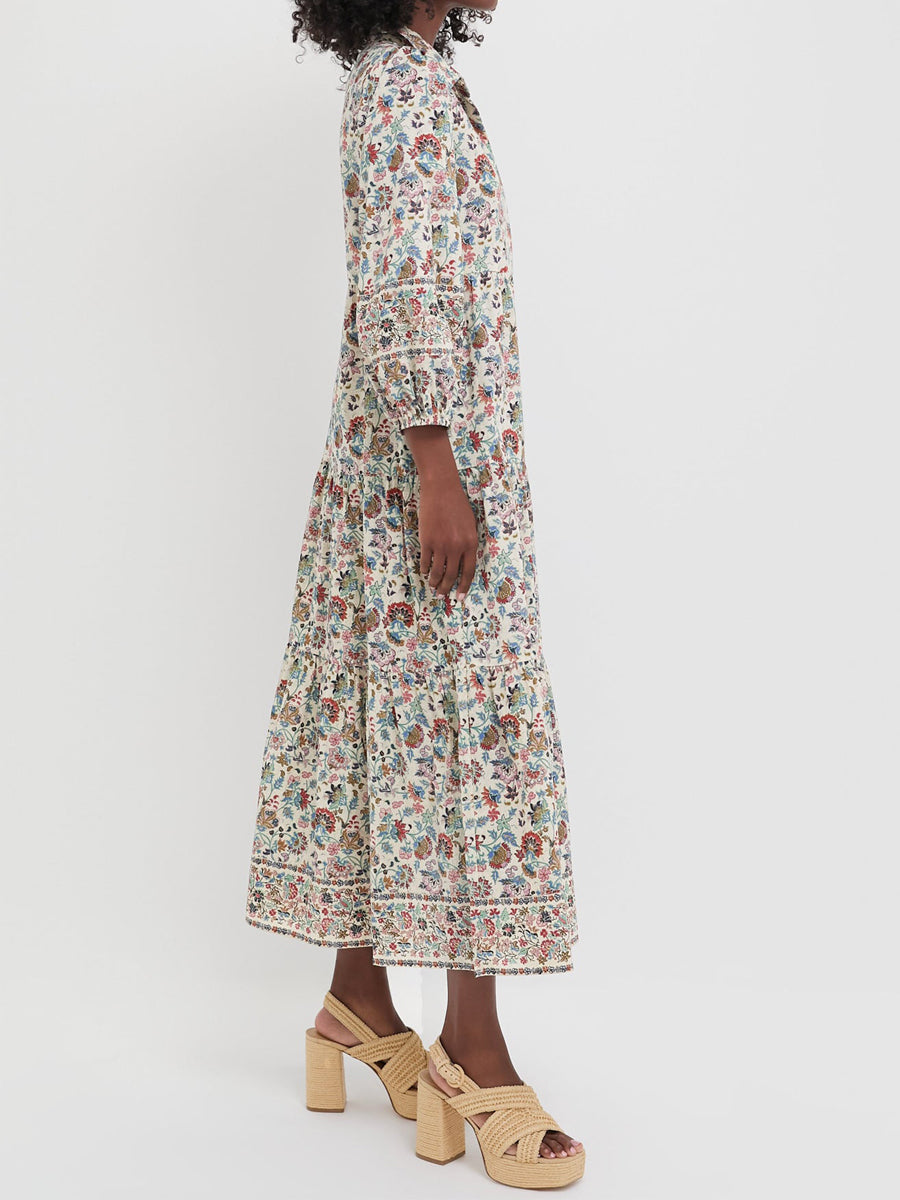 Floral Printed Elasticated Cuffs Dress