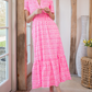 Elastic Waist Puffed Sleeves Dress