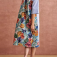 Striped Colorful Leaf Print Shirt Dress