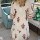 Long Sleeve Floral Cotton Layered Dress