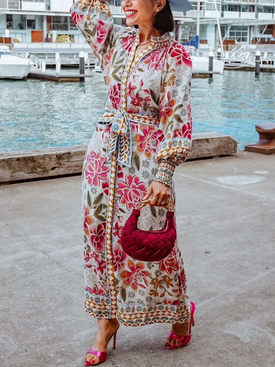 Floral Long Sleeve Shirt Dress