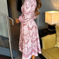 Pink Cotton Floral Shirt Dress