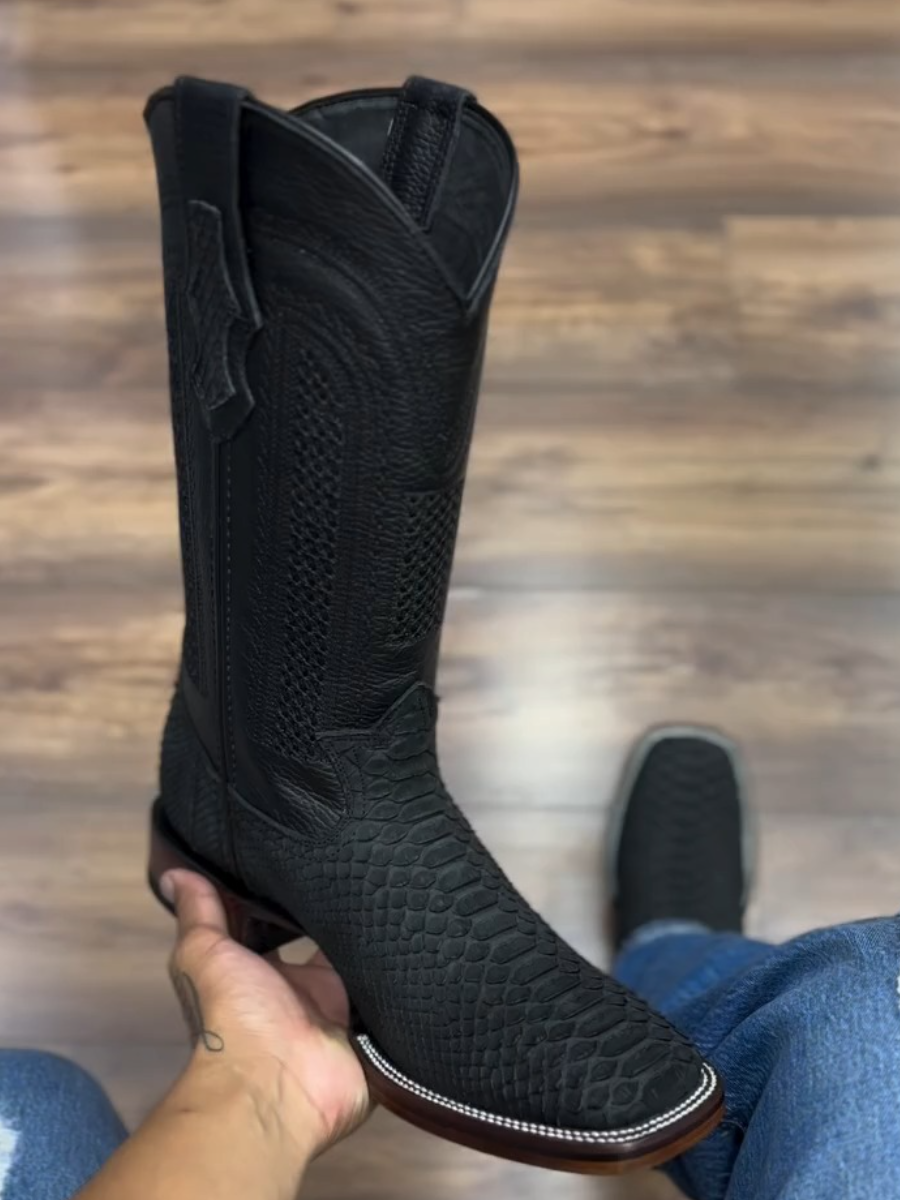 Men's Classic Black Crocodile Cowboy Boots