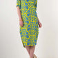 Stand Collar Printed Slit Hem Dress