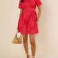 Spread Collar V-neck Embroidered Mini Dress