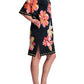 Charming Floral Print Split Scoop Neck Dress
