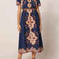 Printed Short Sleeve Midi Dress