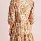 Floral Print V-neck Tiered Mini Dress
