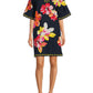 Charming Floral Print Split Scoop Neck Dress