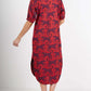 Stand Collar Printed Slit Hem Dress