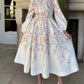 Single-breasted Placement Print Belted Dress