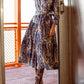 Placed Print Long Sleeve Belted Dress