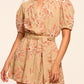 Embroidered Short Sleeve Belted Mini Dress