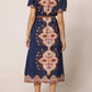 Printed Short Sleeve Midi Dress