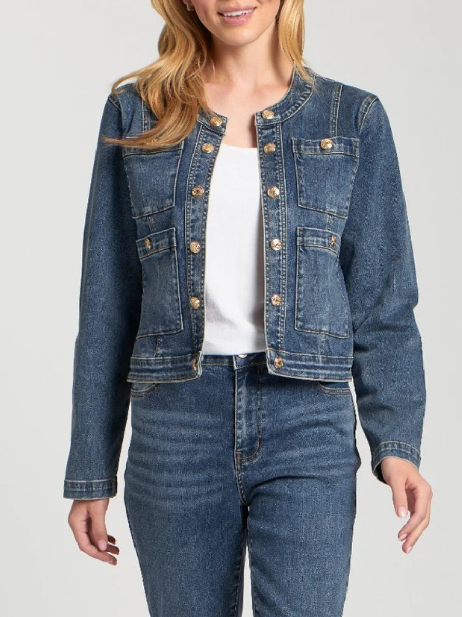 Collarless Jean Jacket