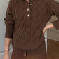 Half-Placket Sweater Knitted Two Pieces Set