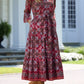 Printed Flared Sleeve Belted Dress