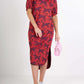 Stand Collar Printed Slit Hem Dress