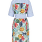 Striped Colorful Leaf Print Shirt Dress